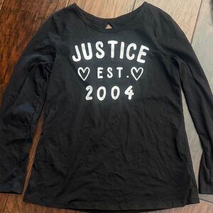 Justice Black Long Sleeve Tee with White Print